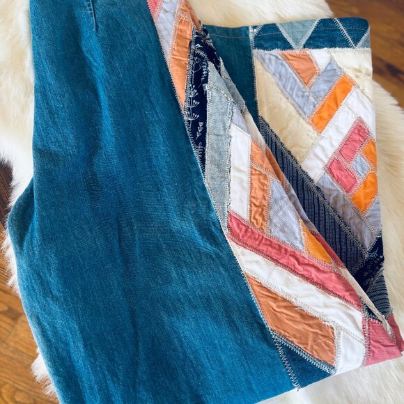 Free People  Stick By Your Side Patched Wide-Leg Jeans Flare Pants  Sz 28 - Picture 7 of 7